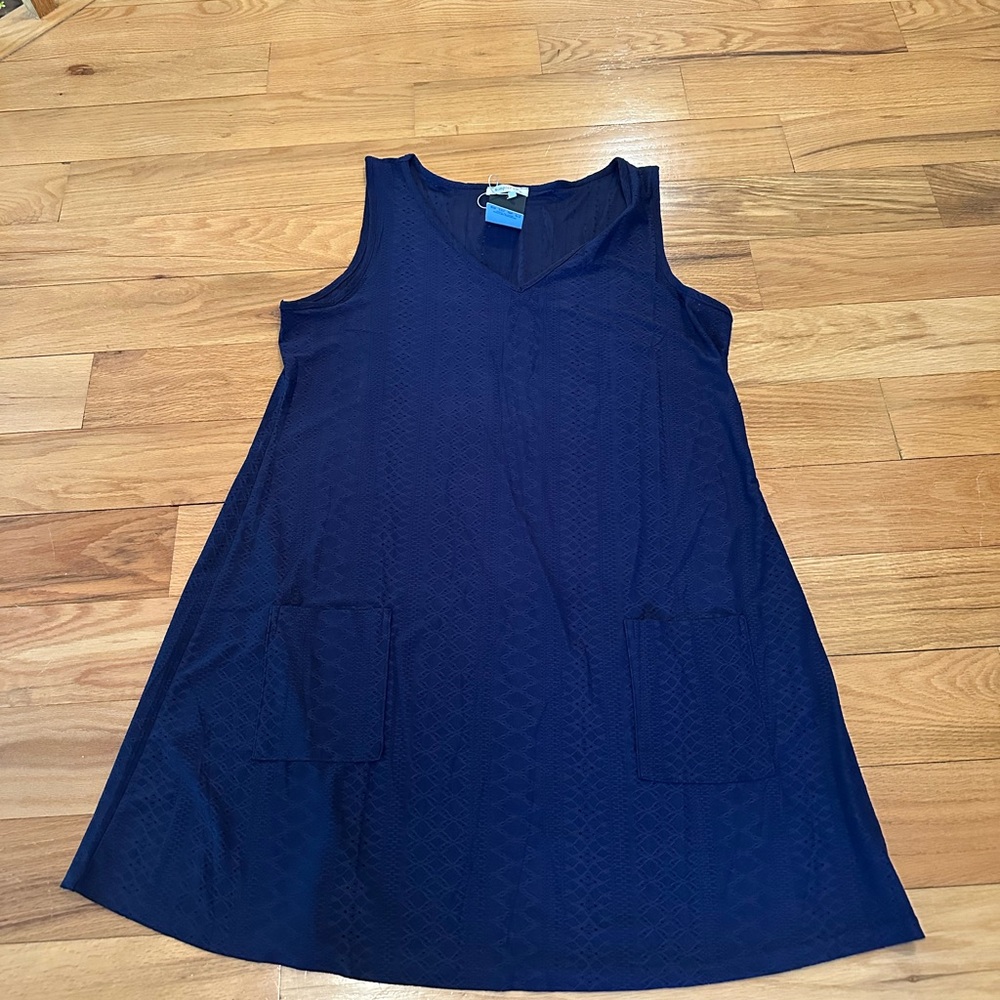 Simple Blue Sleeveless Swim Coverup